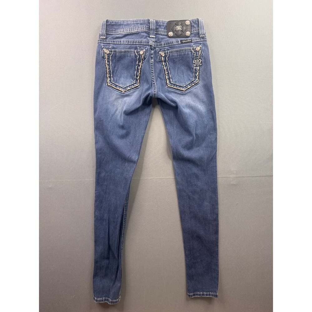 Miss Me Skinny‎ Jeans Blue Medium Wash Embellished JS5408G Size 25 Womens